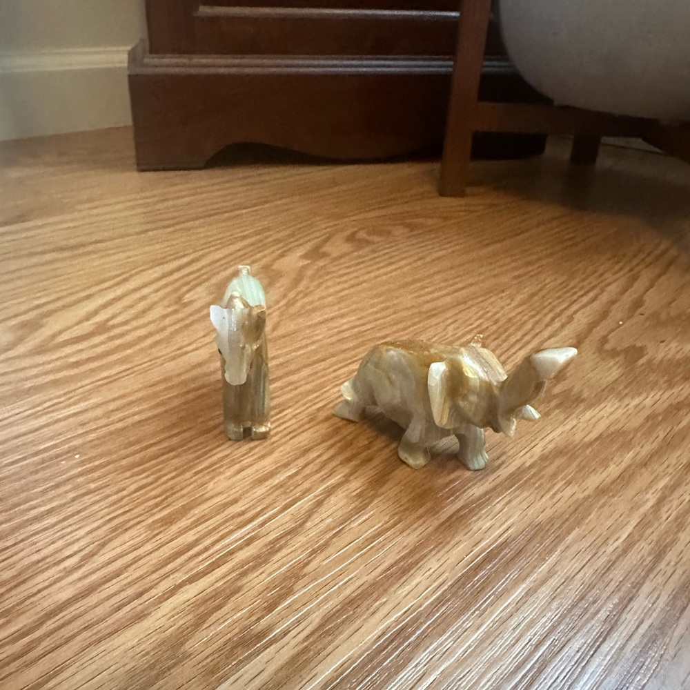 Stone Horse and Elephant Figurine Set